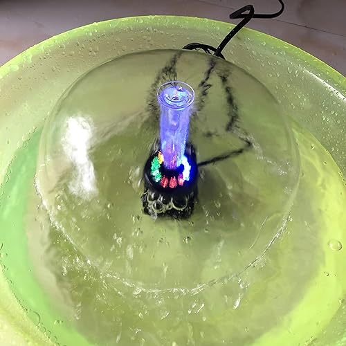 Miniatura 2 de Lewisia Bomba de agua sumergible con cabezal rociador de hongos de cristal, anillo de fuente de 12 LED, cable de 6 pies con certificación UL, ideal
