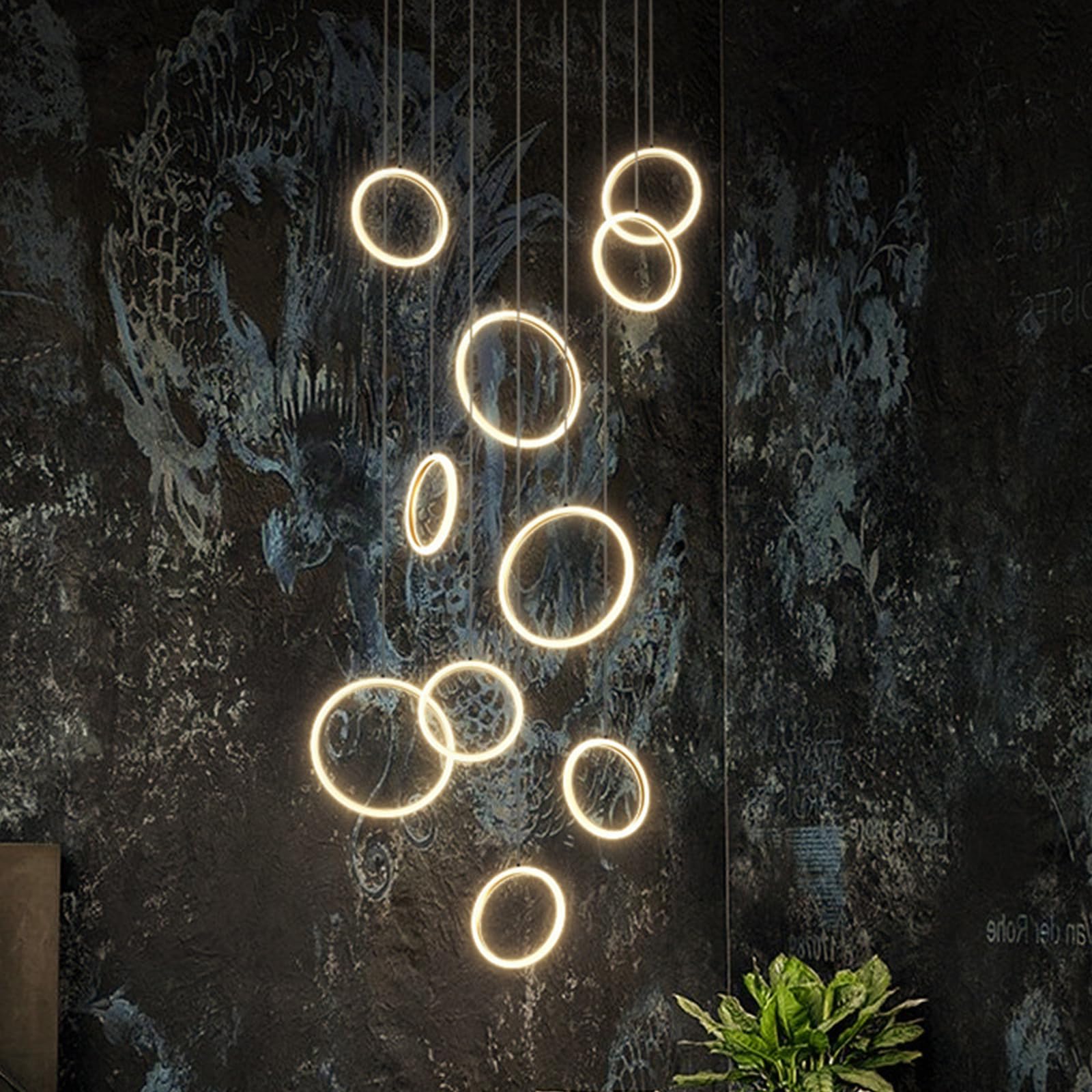 KXEcoLife Lamp Modern Minimalist Staircase Chandelier Home Duplex Building Large Villa Stair Long Chandelier,10 Heads