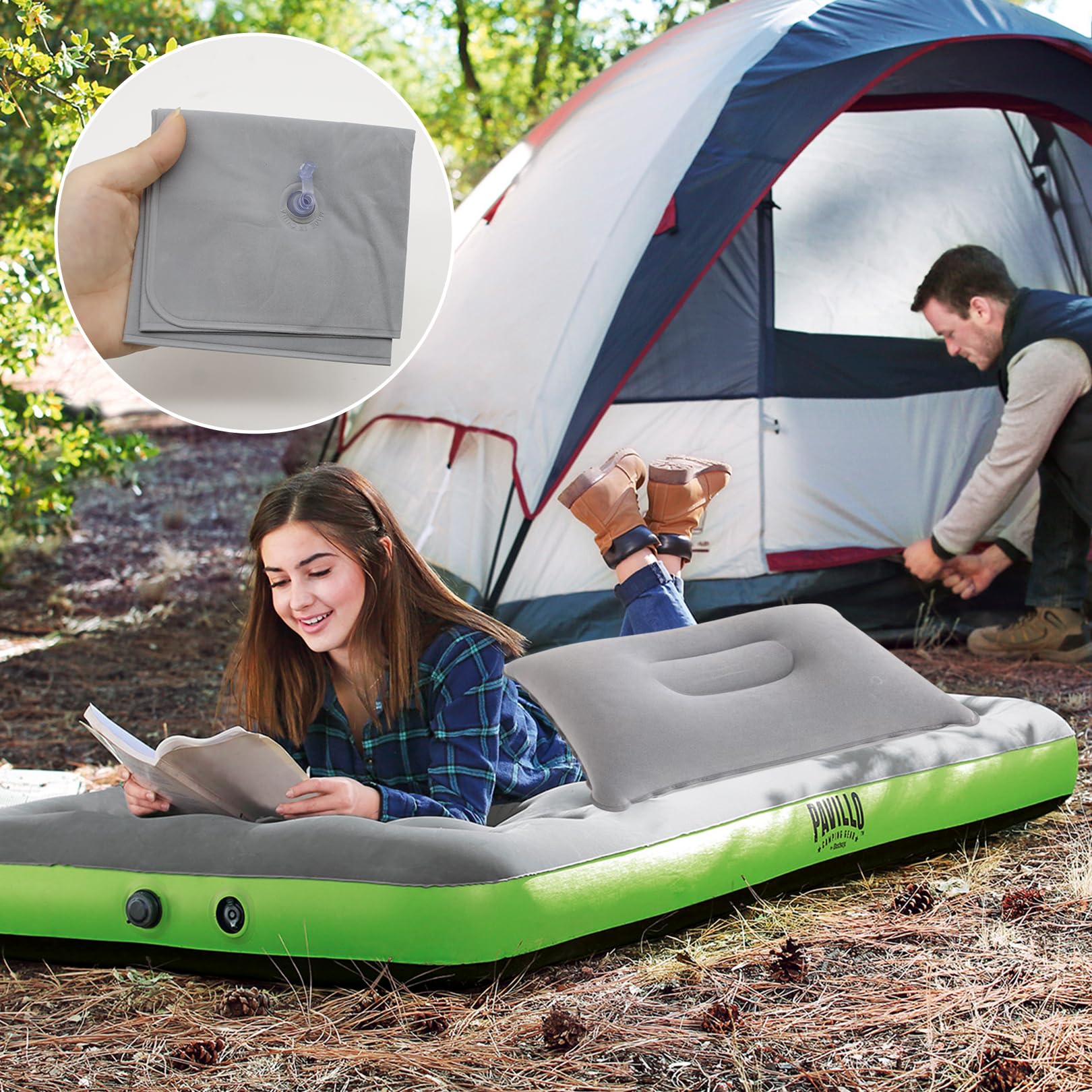 2Piezas Almohada Hinchable Playa Ultraligero Almohada Camping 34 * 22 cm Reposacabezas Playa Portátil Cojin Hinchable Almohada Playa Cabeza Cojin Inflable para Exteriores Viajes Senderismo Camping