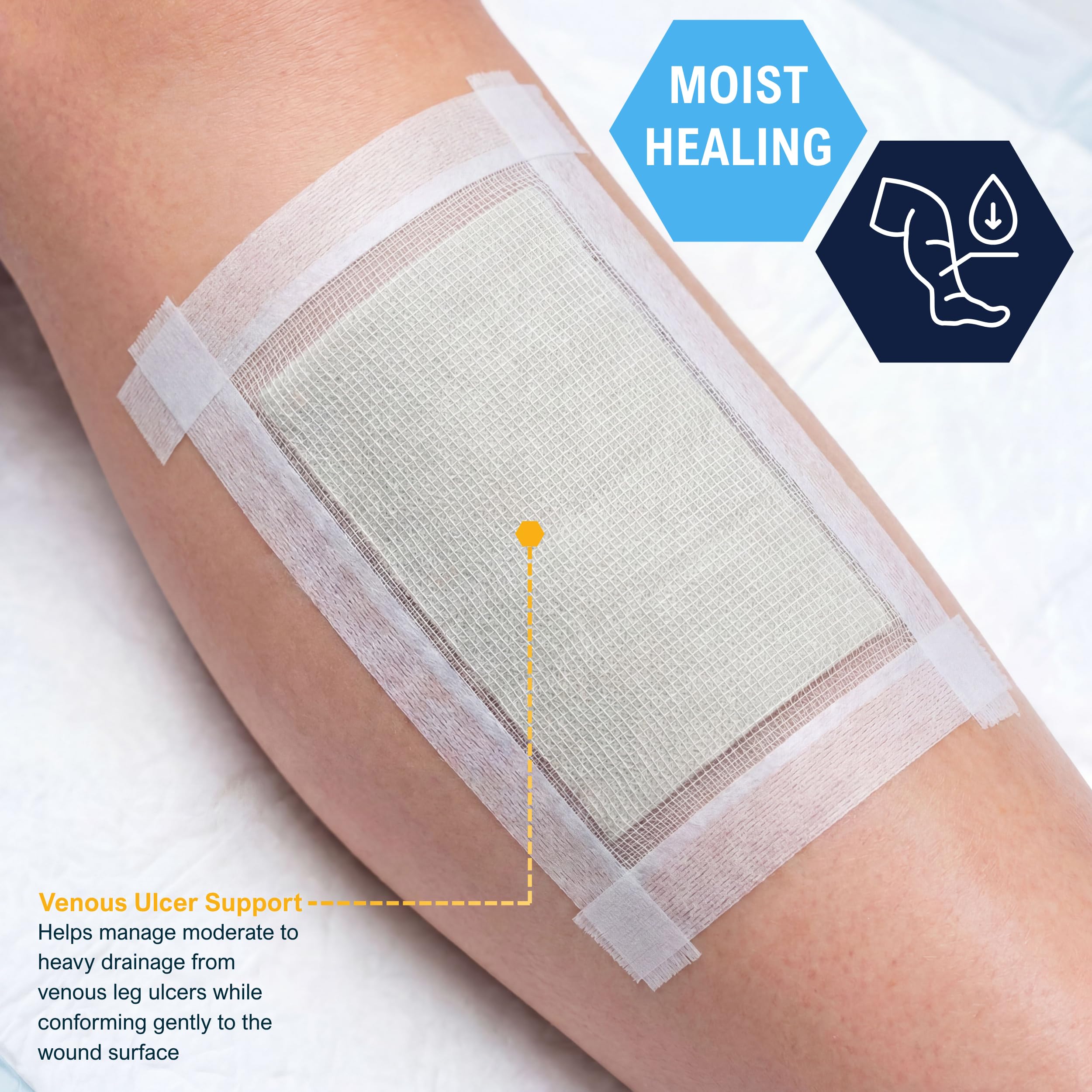 MED PRIDE Alginato de calcio apósitos de heridas | parches, 5-paquete | antimicrobiano, antiadherente relleno, estéril, altamente absorbente y cómodo 4 '' x 8 ''