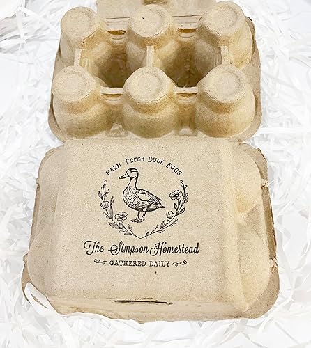 Miniatura 4 de Personalized Farm Fresh Eggs Ranch Carton Stamps Duck Eggs Gathered Daily Stamper Wooden Rubber Stamp (2.5x2.5 inches)
