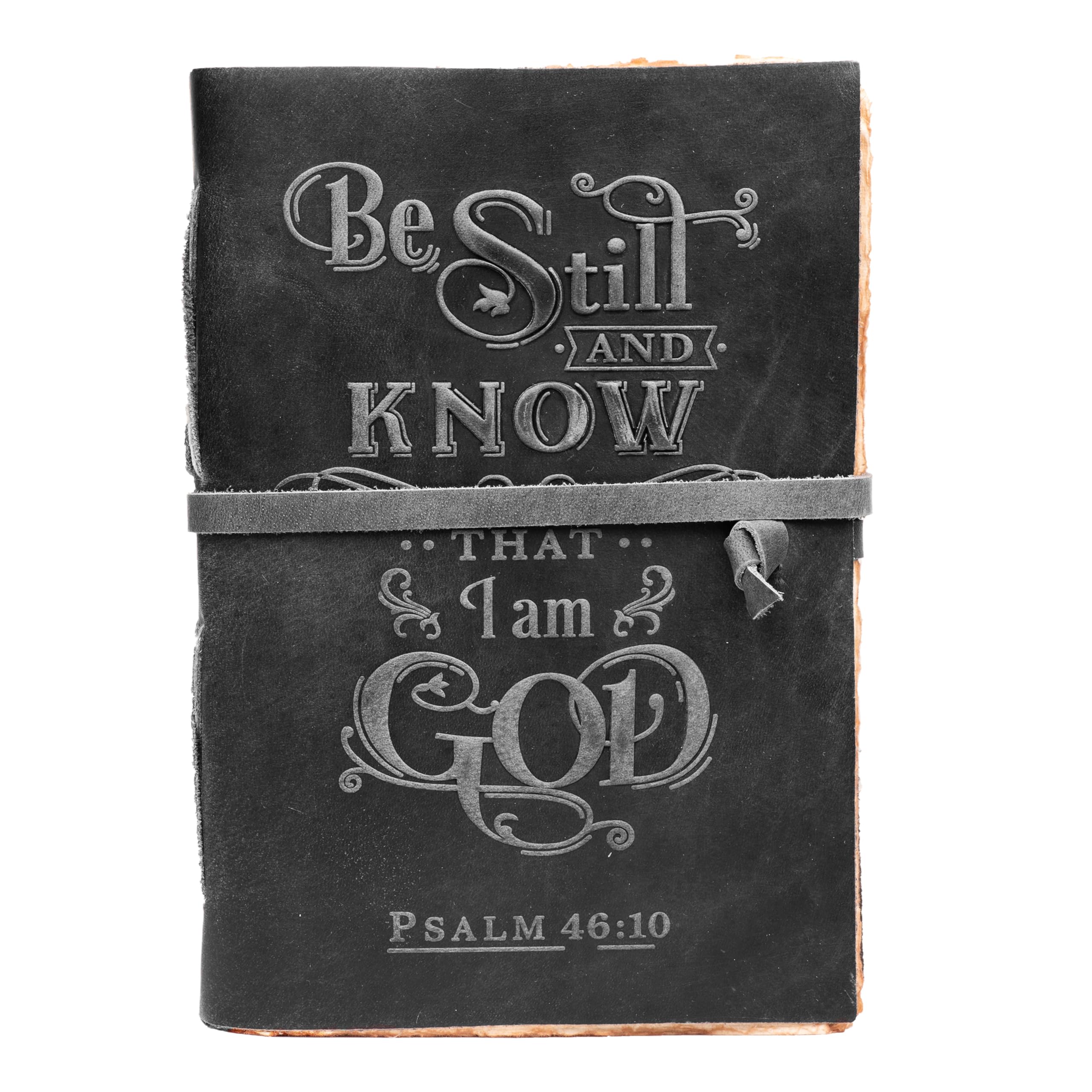 LEATHER VILLAGE Prayer Journal Psalm 46:10 Embossed Journal, 8x6 Inch Leather Bound Bible Study Journal - Image 2
