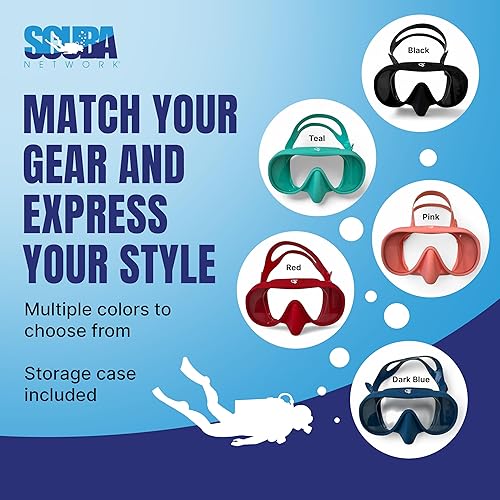 Miniatura 8 de Spartacus Frameless Dive Mask, Ultra-Clear Low-Iron Glass, Wide View, Low Volume, 100% Silicone Skirt, Dark Blue