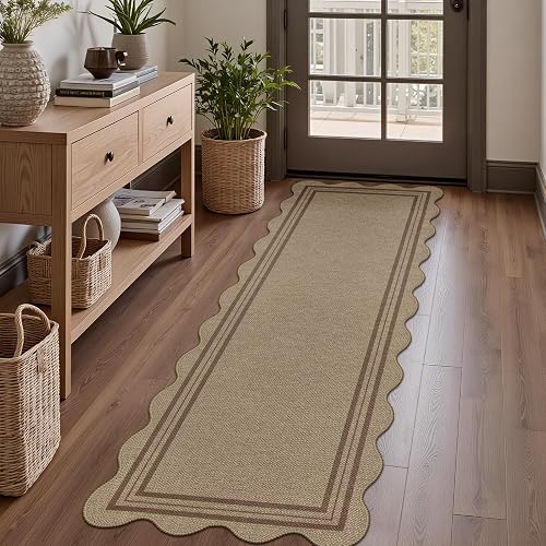 LORWER Scalloped Easy Jute 2x6 Kitchen Runner
