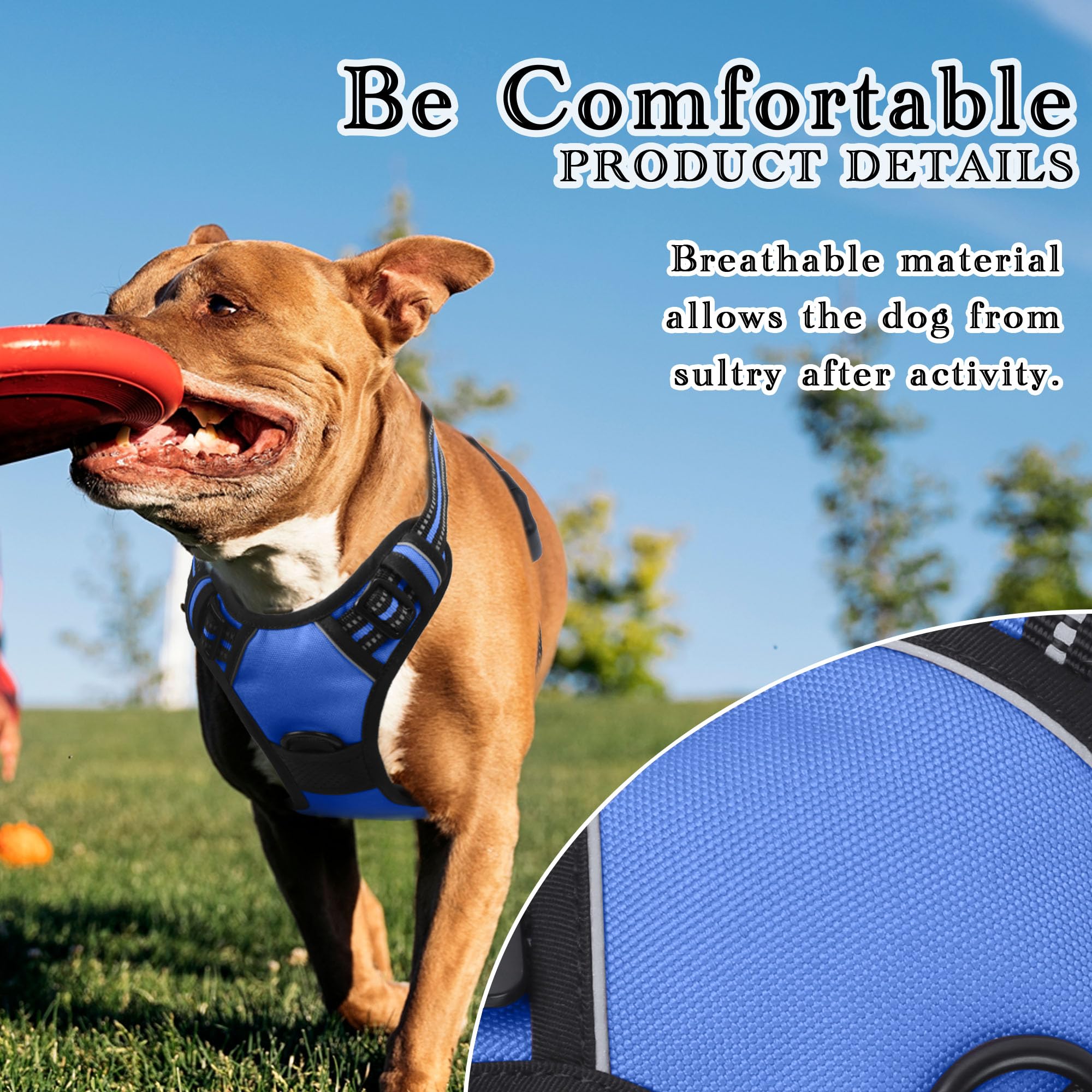 Funfox Dog Harness Large Dog, 2 Clips No Pull Vest Harness Handle Control - Image 2