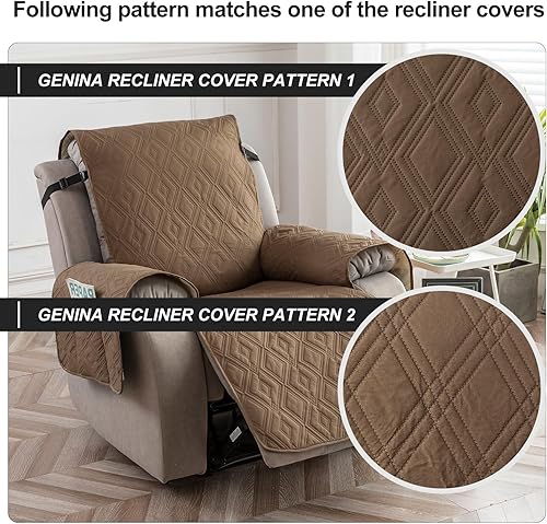 Miniatura 7 de Funda reclinable 100 % impermeable, funda para silla reclinable, funda reclinable para sala de estar (camello, 23 pulgadas)