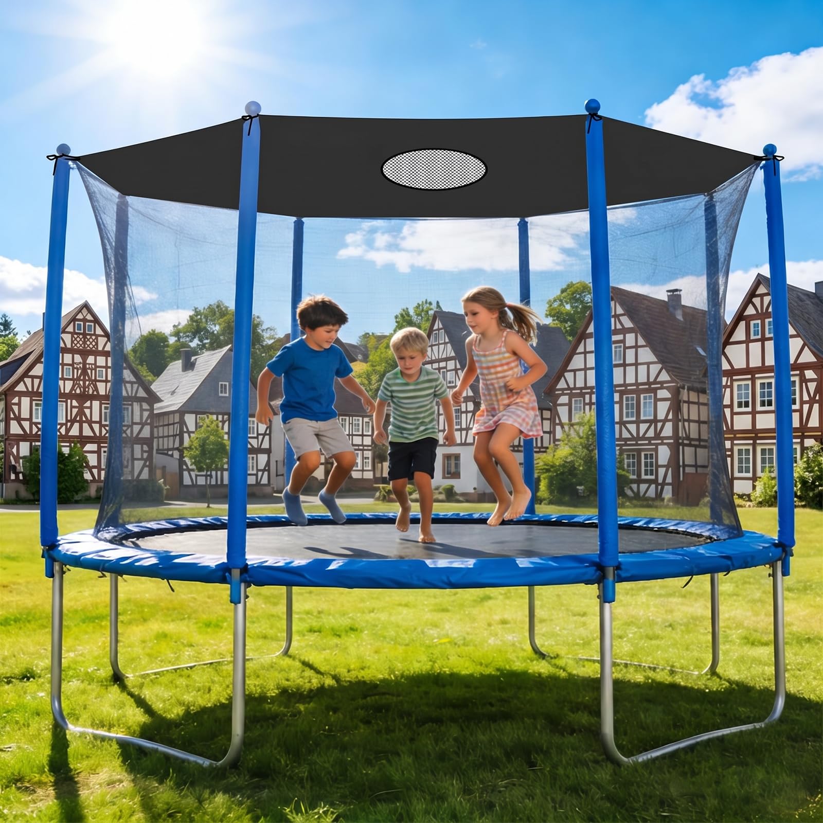 Trampolin Randabdeckung 305cm für 8 Stangen, Trampolin Netz 305 8 Stangen, UV-Beständige wasserdichte Trampolin Umrandung Sonnenschutz Abdeckung