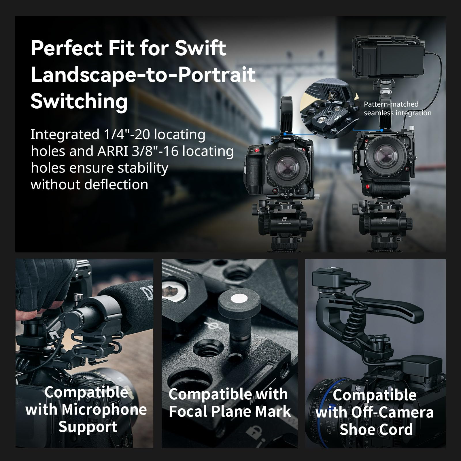 SMALLRIG Cage Kit pour Canon C80 Design modulaire avec plaque supérieure, latérale et inférieure, rail OTAN, support adaptateur d'objectif, pour pince HDMI, cage vidéo pour appareil photo avec griffe