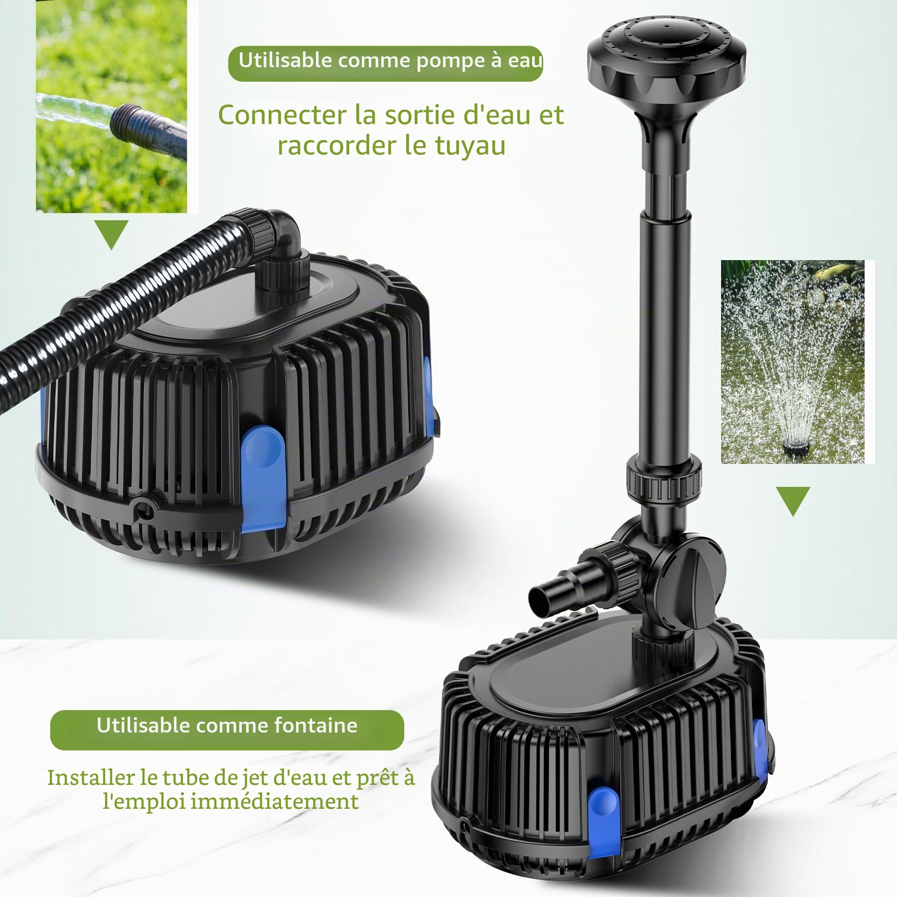 Forever Speed Pompe pour Fontaine extérieure 3800L/h Pompe pour Bassin Jeux d'eau pour Jardins, bassins, fontaines 20W
