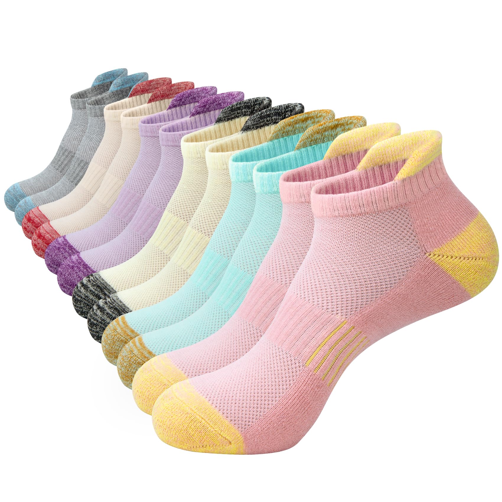 Wostock Calzini Sportivi da Donna 35-40,Calzini da Corsa da Donna 6 Paia,Sportive Calze Alla Caviglia,Multicolore