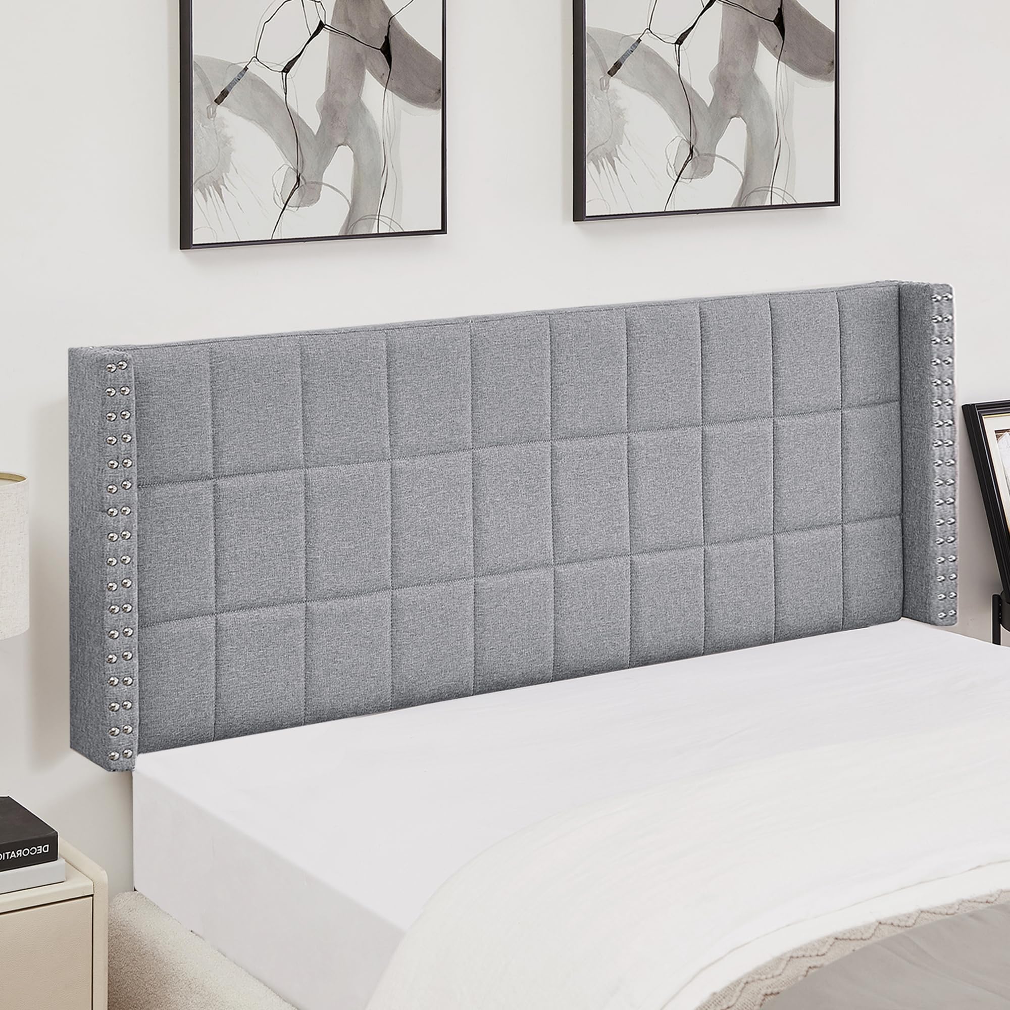 Snapklik.com : VECELO Linen Upholstered Headboard For Queen Size Bed