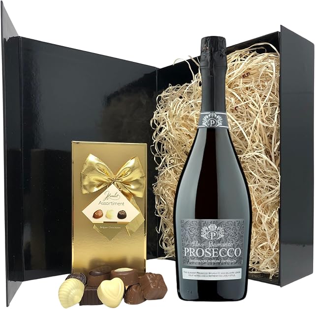 Prosecco & Chocolates Gift Set - Prosecco Lovers Gift in Hamper Box Ideal For Birthday, Congratulations, Anniversary Or Thank You Gift - Personalised Gift Card Message