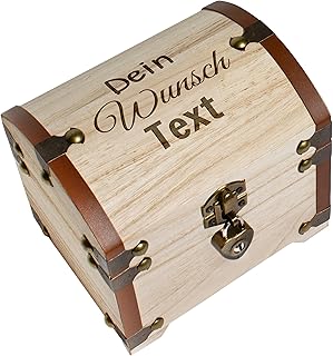 True Statements Personalisierte Schatztruhe mit Wunschname – personalisierte Erinnerungsbox – Geldgeschenk Verpackung Hochzeit – Erinnerungsbox Schatzkiste - Holz, 14,5x11,5x13 cm