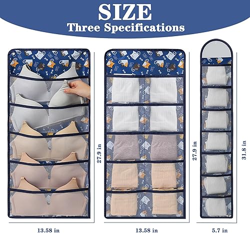 Miniatura 2 de INVODA Organizador colgante de armario para ropa interior, brasieres, calcetines y calcetines, organizador de malla colgante con múltiples bolsillos