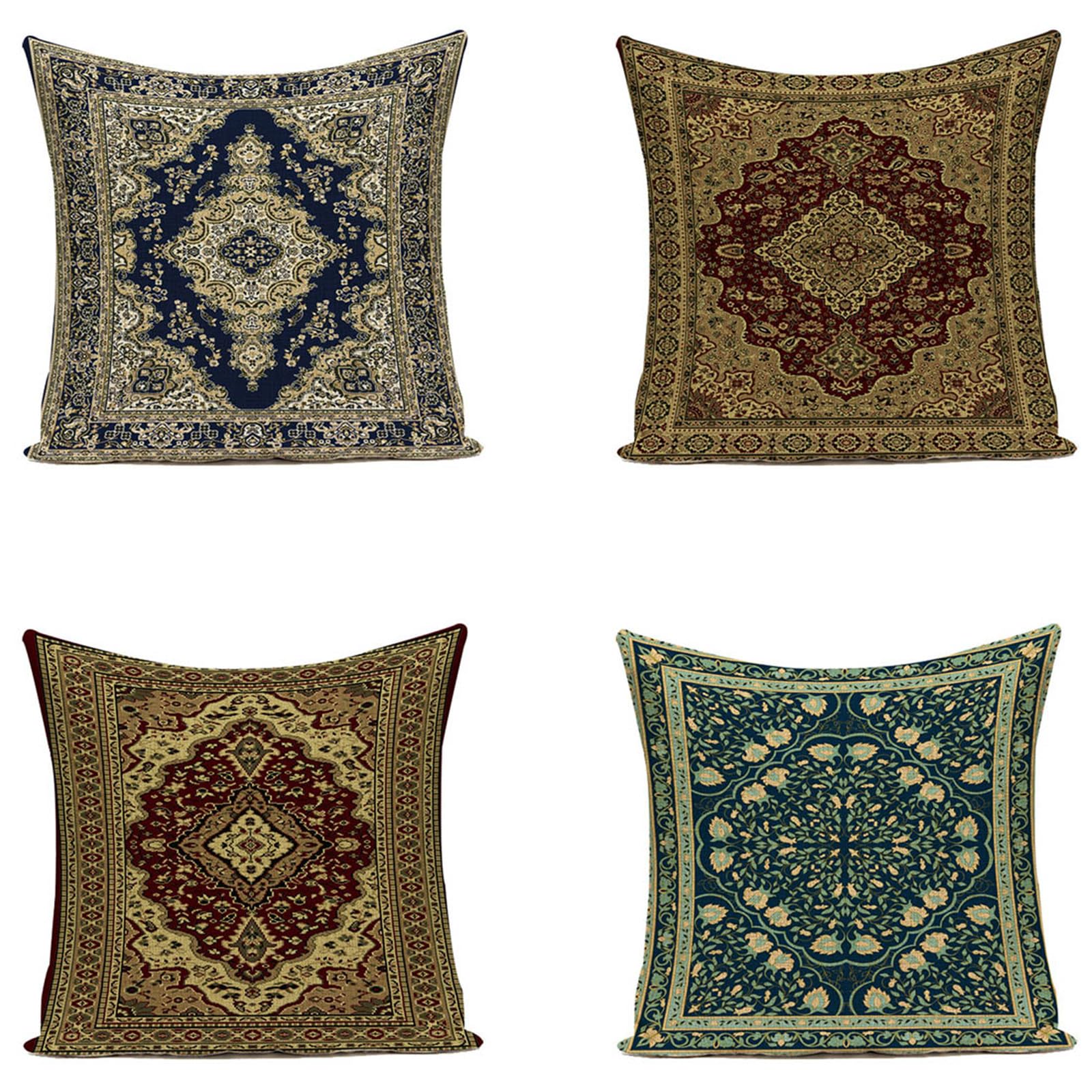 Lot de 4 housses de coussin 80x80cm en lin millésime taie d'oreiller carré décoration canapé