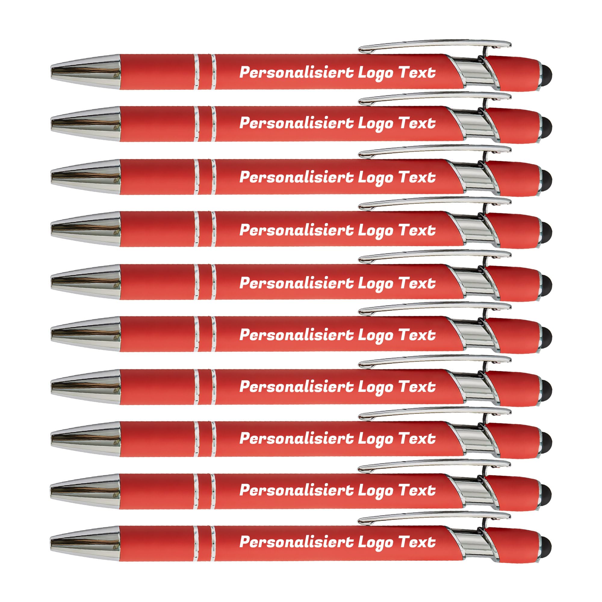 Kugelschreiber mit Gravur Namen Logo, Rot, 50 Pcs | Personalisierter Stift, mit Touchpen, Touchscreen Stifte, für Hochzeit, Eigenem, Kirche, Party, Geschenke, Metall
