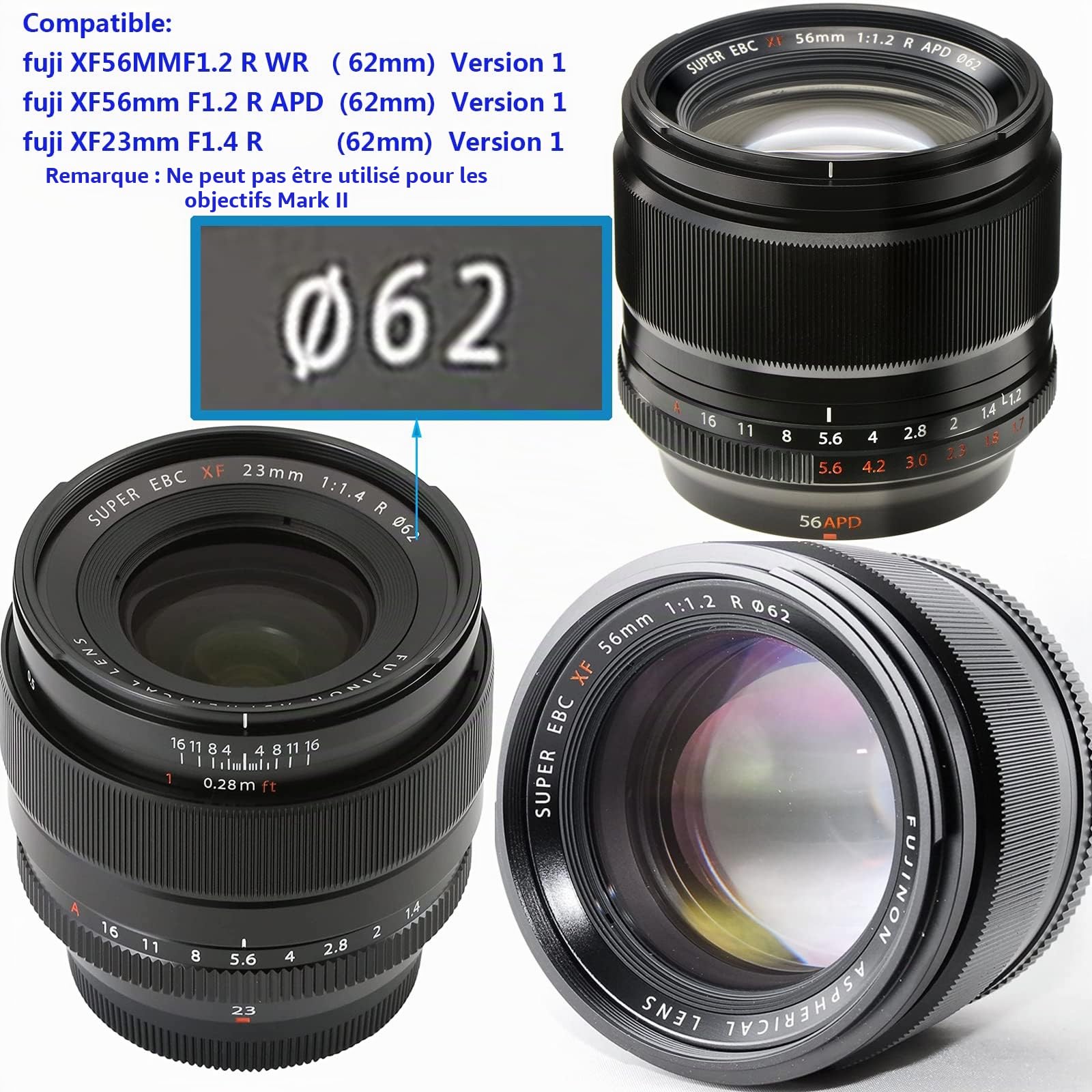Haoge LH-X23 Pare-soleil rectangulaire à baïonnette en métal avec capuchon pour Fujifilm Fuji Fujinon XF 23 mm F1.4 R, XF 56 mm F1.2 R, XF 56 mm F1.2 R APD Remplace l'objectif LH-XF23