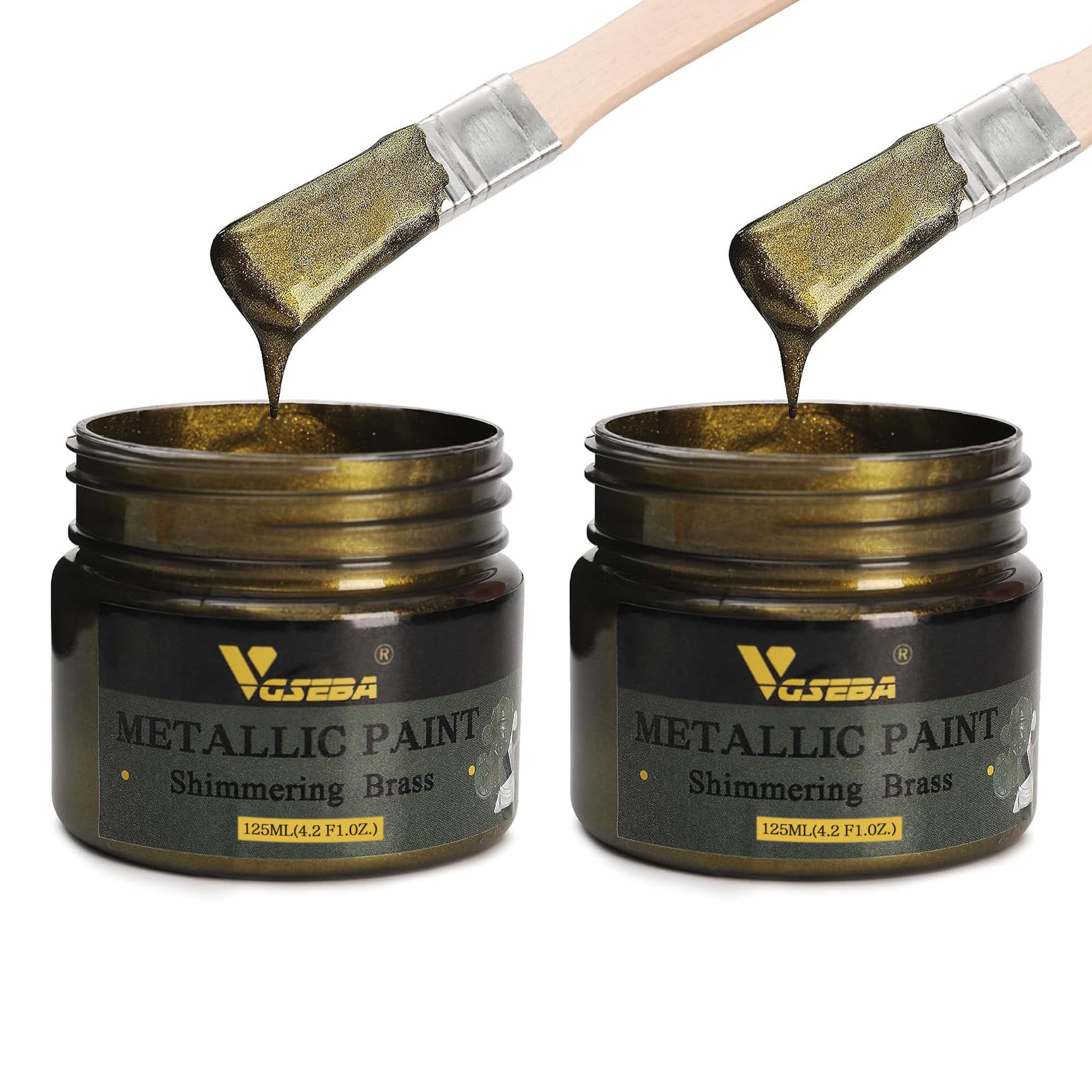 VGSEBA Acrylic Paint Metallic Brass 250ml, Non Toxic, Non Fading