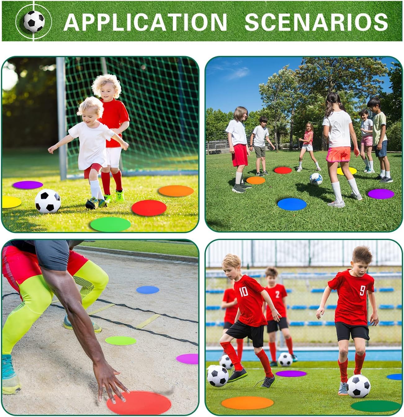 12/24 marcadores de puntos de polietileno de 4 y 9 pulgadas, marcadores de entrenamiento de agilidad de goma antideslizante, puntos de suelo, conos planos para fútbol, baloncesto, fútbol