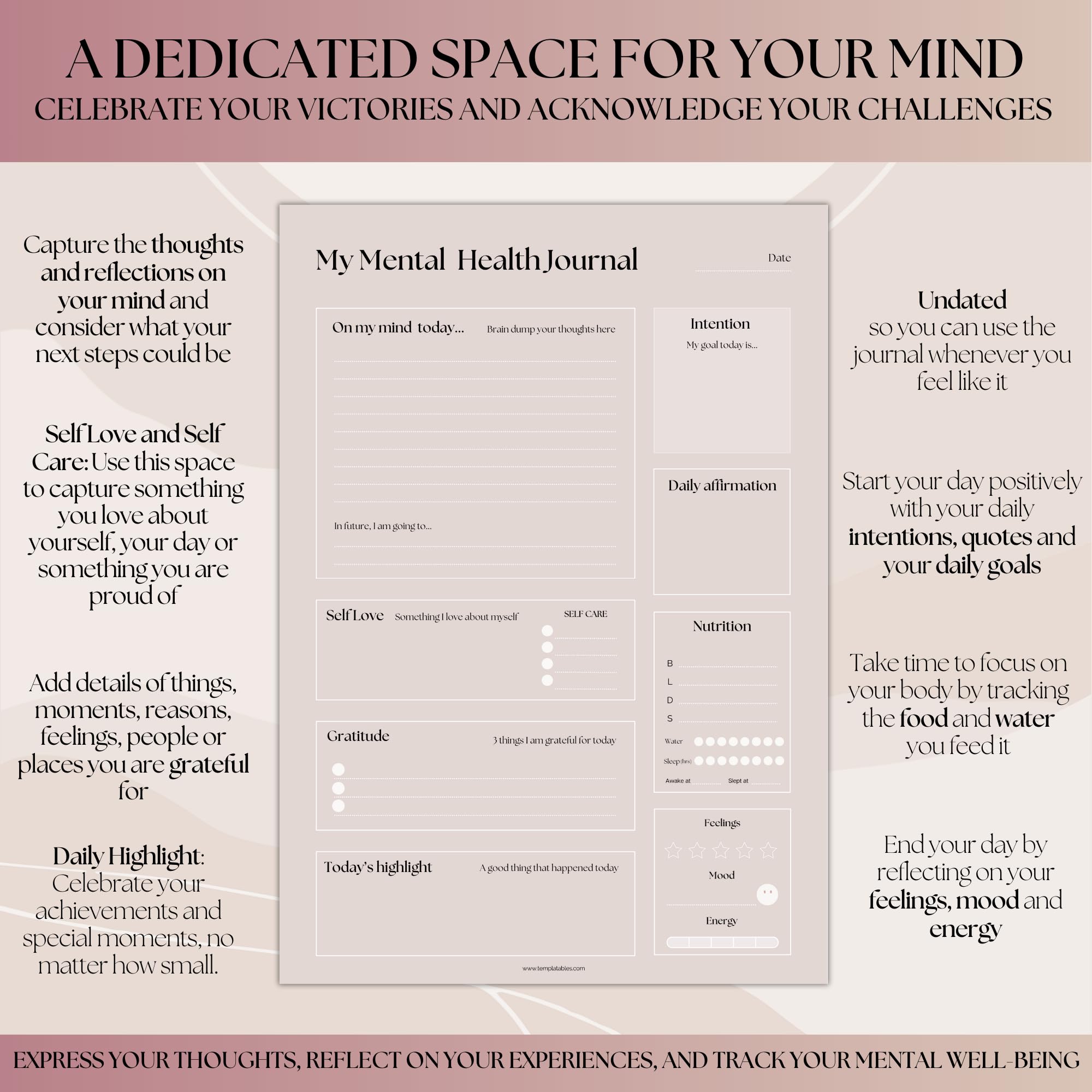 Mental Health Journal Planner, Lux, A5 - Image 4