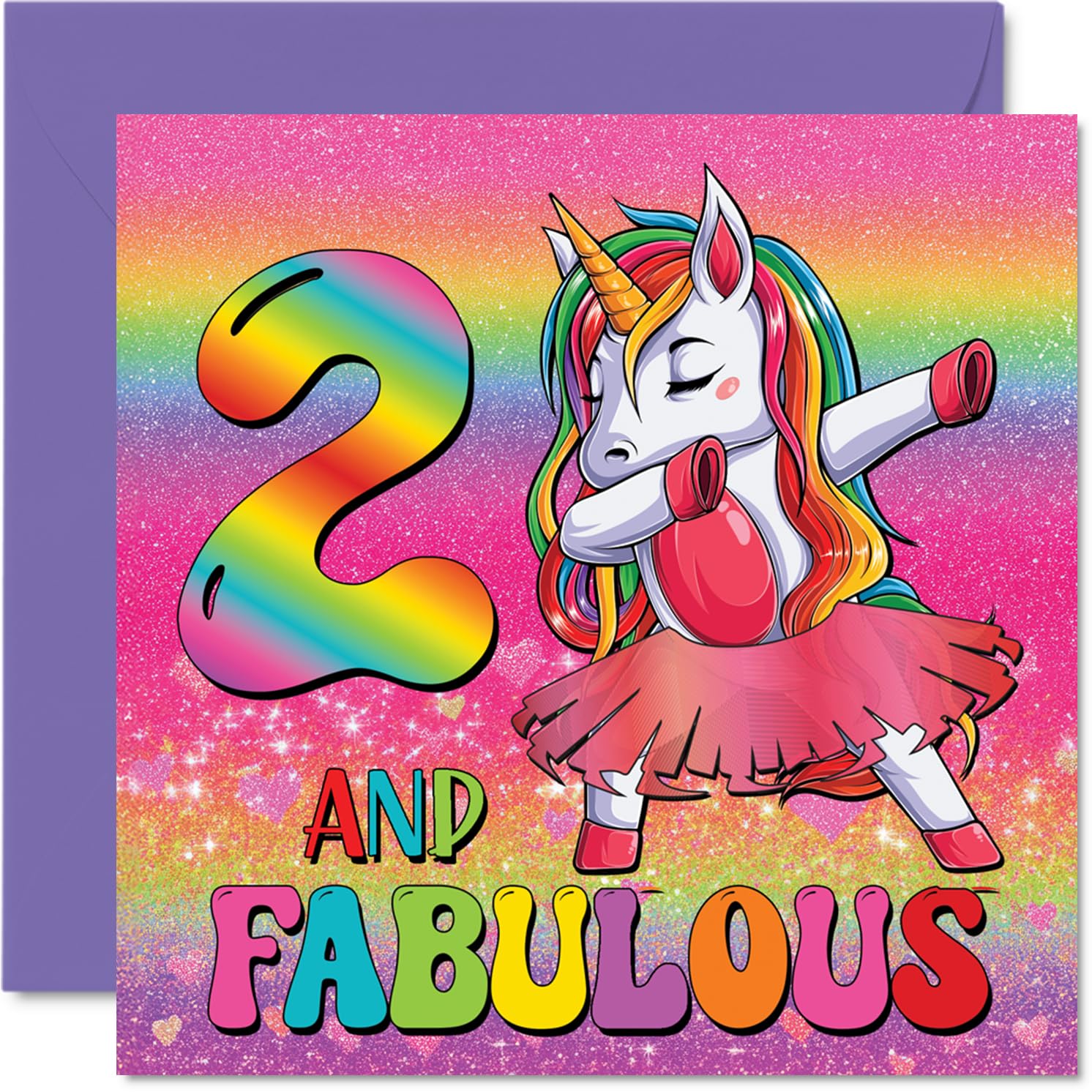 2nd Birthday Cards for Girls - Fabulous Unicorn - Happy Birthday Card for 2 Year Old Girl Sister Cousin Goddaughter Step Daughter, 145mm Bday Greeting Cards