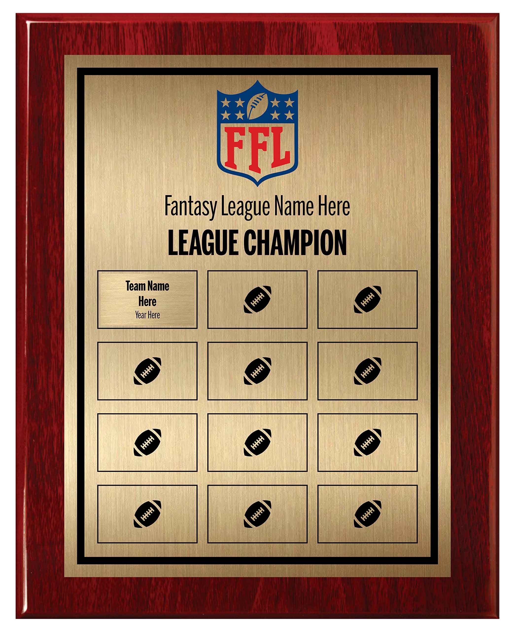 Fantasy Football Plaque with Customizable Plates - Perpetual League Trophy Personalized with Add on Plates - FFL Award for Winner - Customize Now! (Single Plate Only - Small Plate)