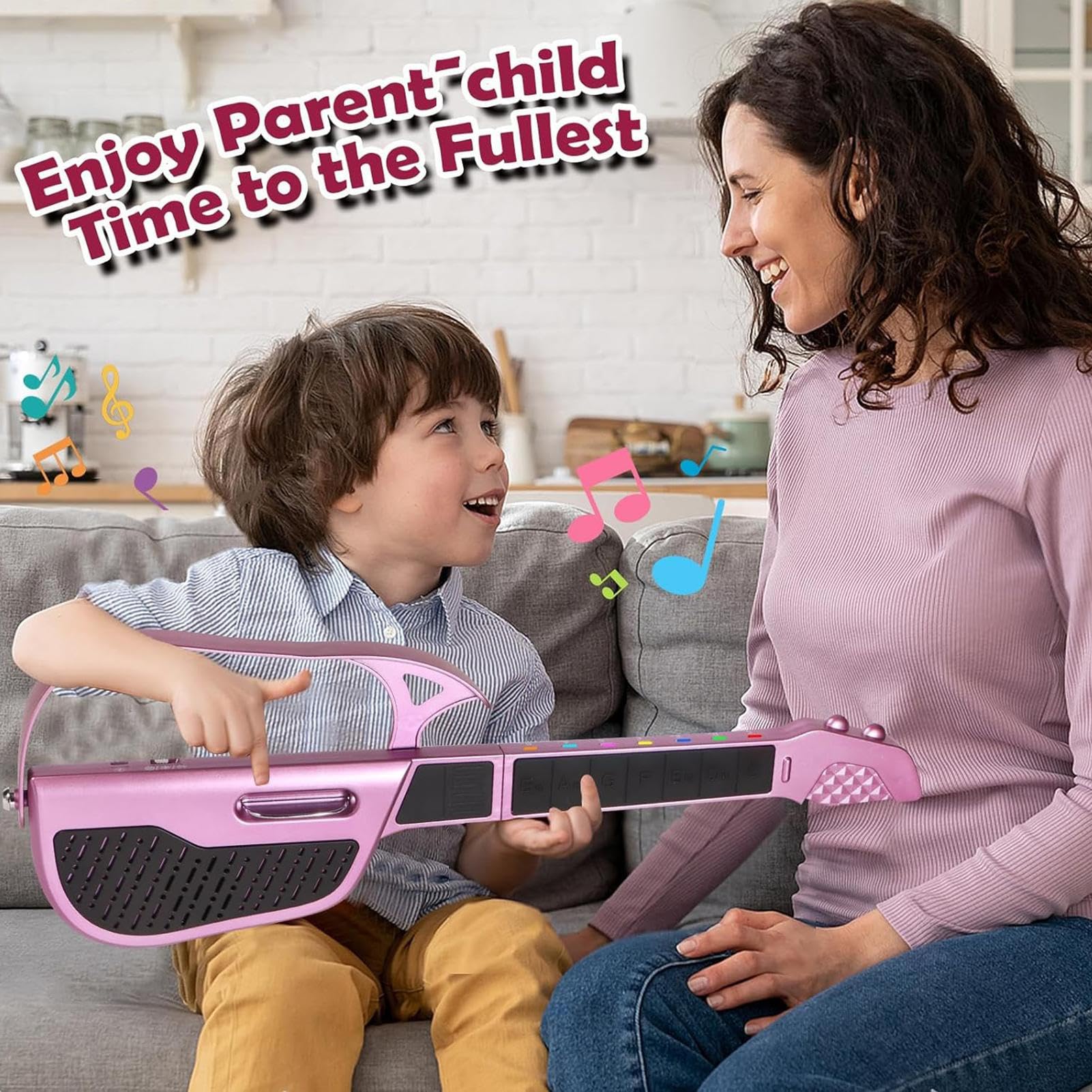 Chitarra Giocattolo Chitarra Senza Corde per Infanti | Strumento Musicale Elettrico Piegevole per Educazione Musicale Bambini Viaggio Casa Scuola Attività