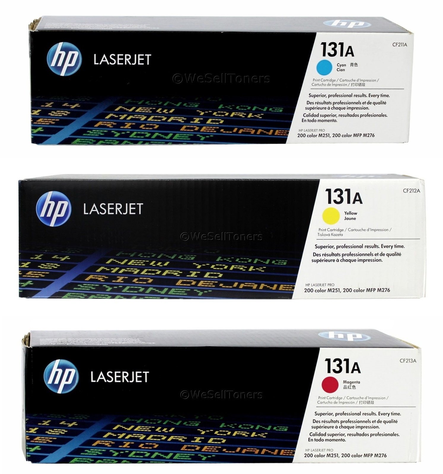 HP U0SL1AM 131A Original LaserJet Toner Cartridges, Cyan/Magenta/Yellow, Multipack