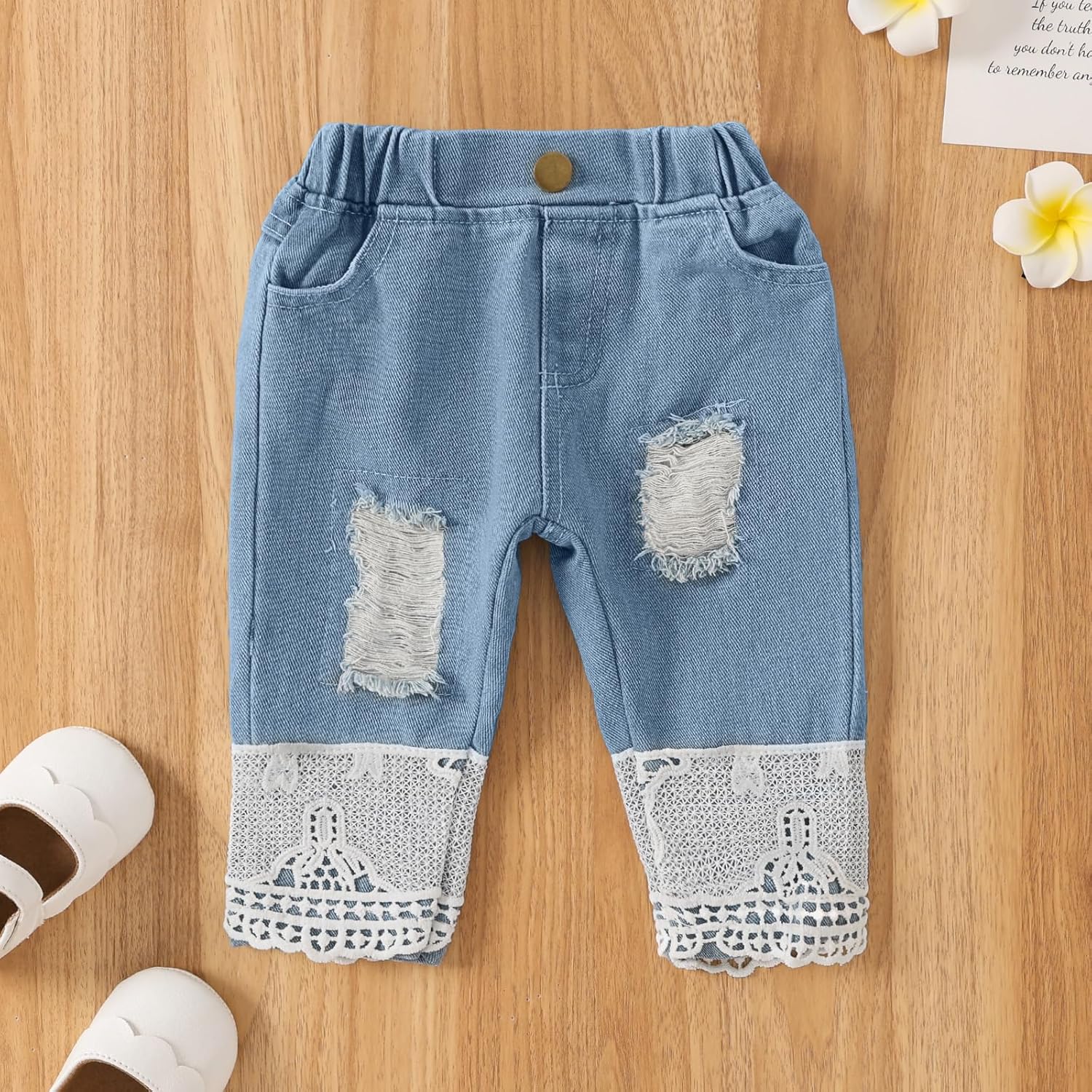 Baby Girl Clothes Outfits Toddler Infant Baby Romper Top+Jeans Clothing Set - Image 5