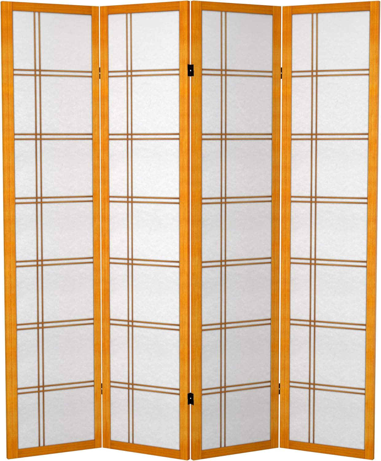 Red Lantern 6 ft. Tall Canvas Double Cross Room Divider Freestanding Folding Privacy Screen, Partition, and Separator for Modern and Contemporary Bedroom, Home Office, Studio, Dorm, Apartment