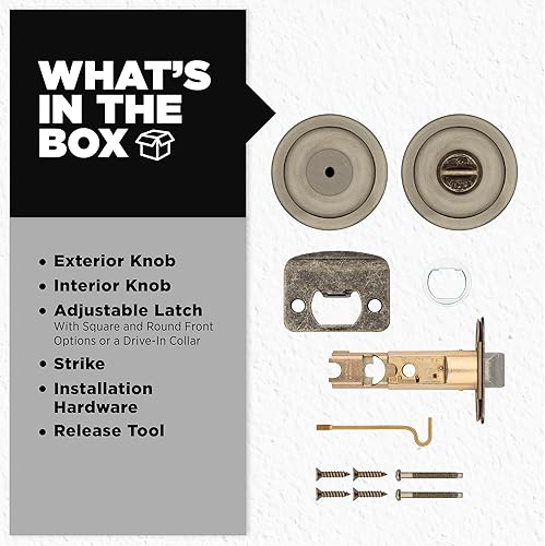 Miniatura 5 de Kwikset 93001-869 Tylo - Pomo para cama y baño en latón antiguo