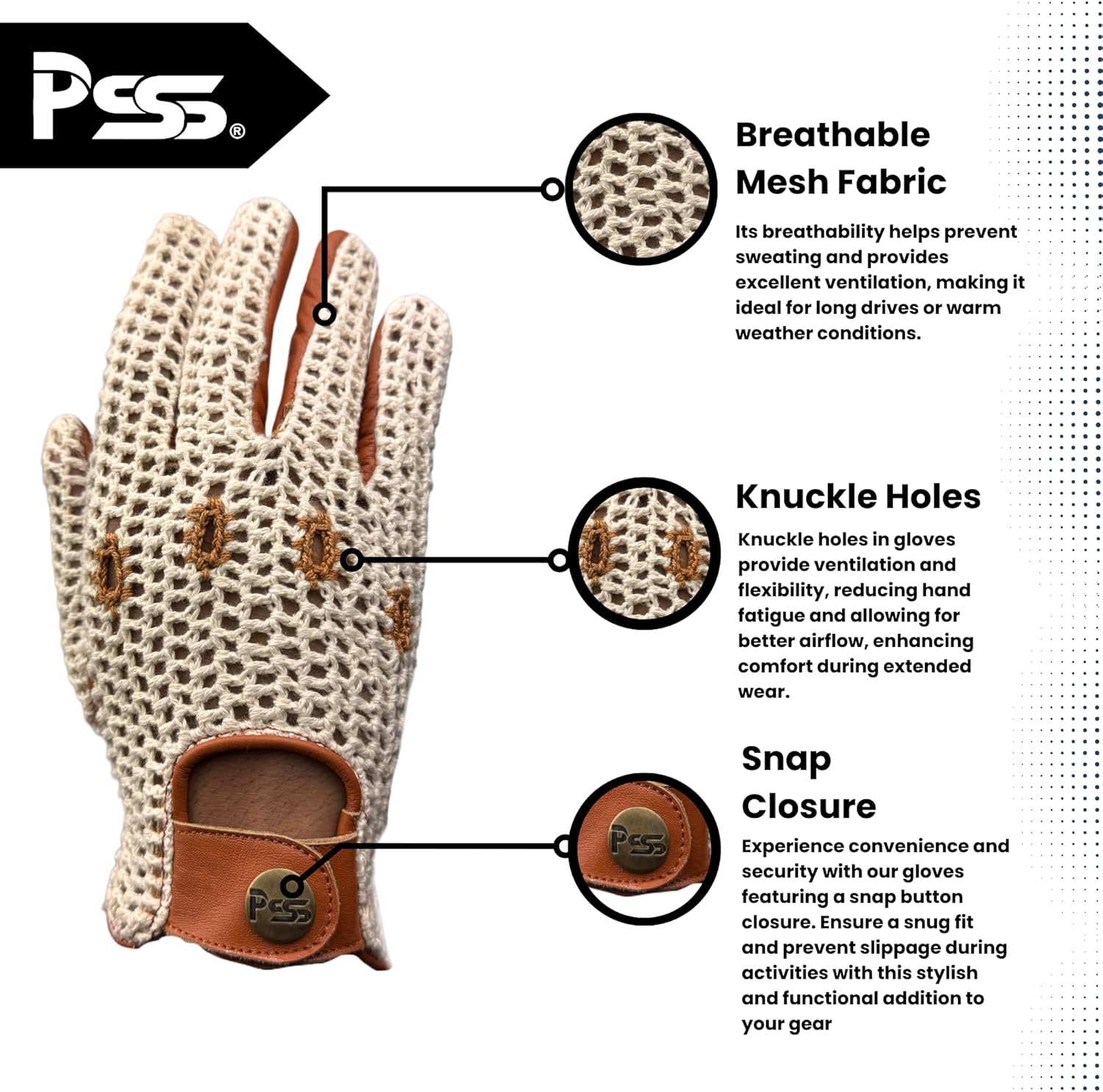 Classic English Vintage Leather Slim Fit Driving Fashion Gloves Crochet String Back Chauffeur 505 (505 Tan, S)