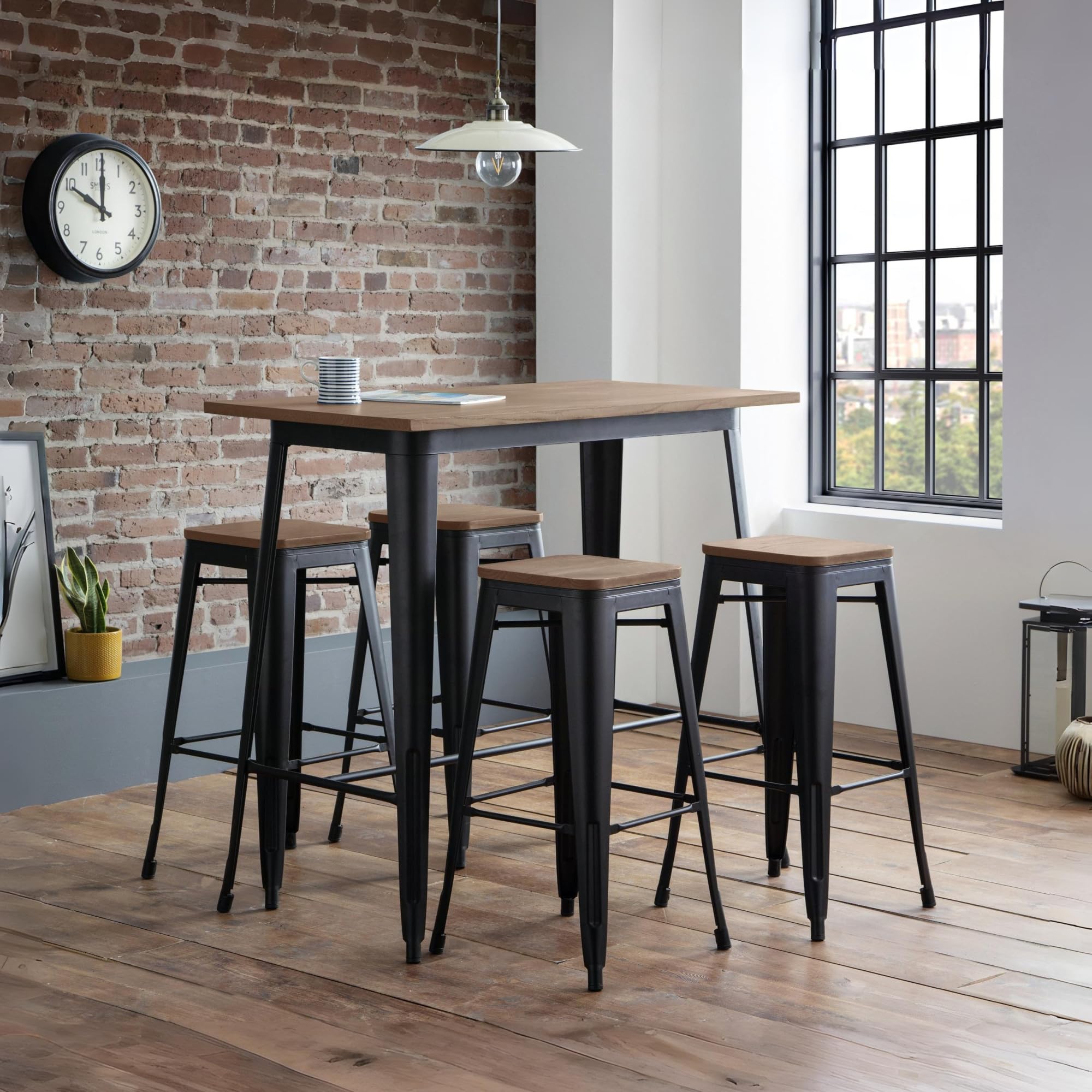 Julian Bowen Grafton Bar Table - Mocha Elm/Black Tables