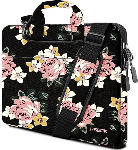 Miniatura 24 de Hseok Bolsa de hombro para laptop de 15, 15.6, 16 pulgadas, maletín, compatible con MacBook Pro de 16 pulgadas 2025-2019 M4 M3 M2 M1, Mac 15.4 Negro