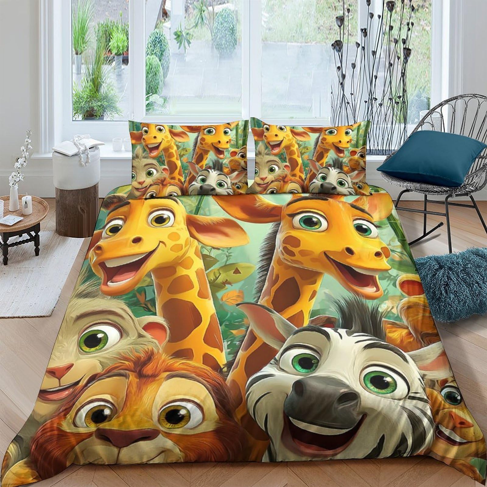 Ctjqhvkz Style-7 3D Printed Cartoon Giraffe Fitted Sheet Microfiber Fun Animal Zebra Mattress Cover For Bedroom Guest Room Dorm Decor Single（135X200cm）