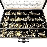 Vista 5 de 1275 piezas Grado 8 Juego surtido de tuercas, pernos y arandelas de zinc amarillo, tornillos de cabeza hexagonal, arandelas planas y de seguridad