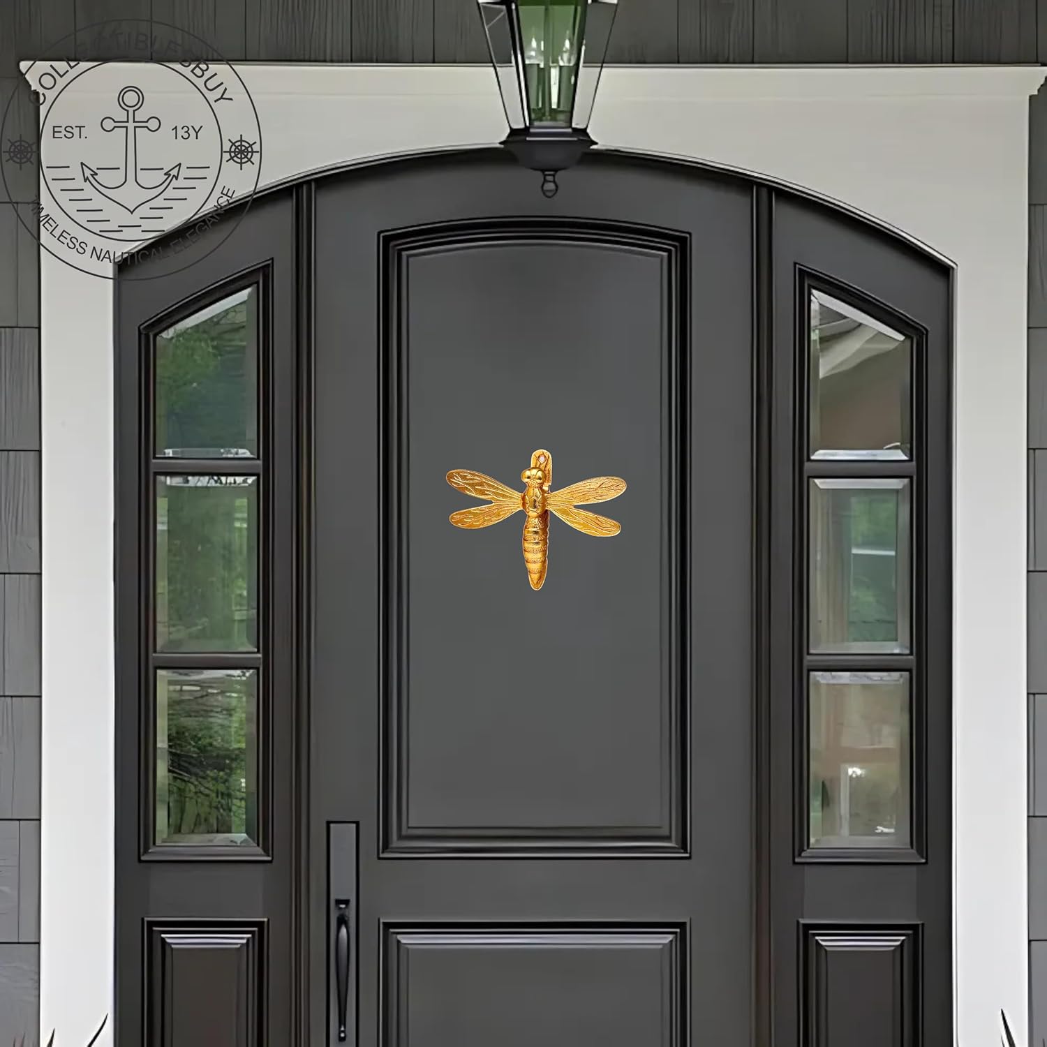 Shiny Brass Dragonfly Door Knocker – Decorative Nature Themed Front Door Hardware for Home, Garden, or Entrance – Vintage Style Gold Knocker for Home