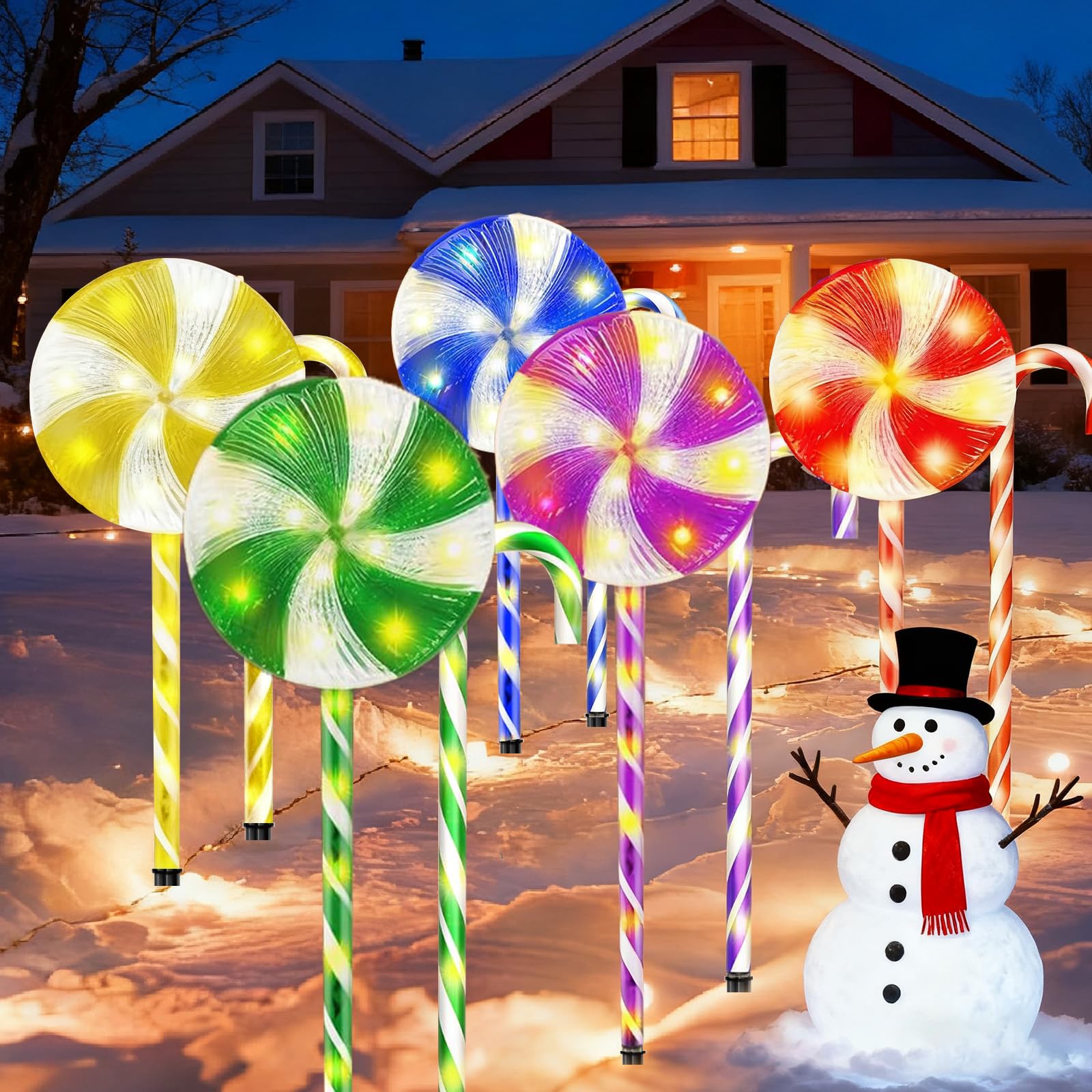 Amazon.com: Christmas Candy Cane Lollipop Lights Decorations, 10
