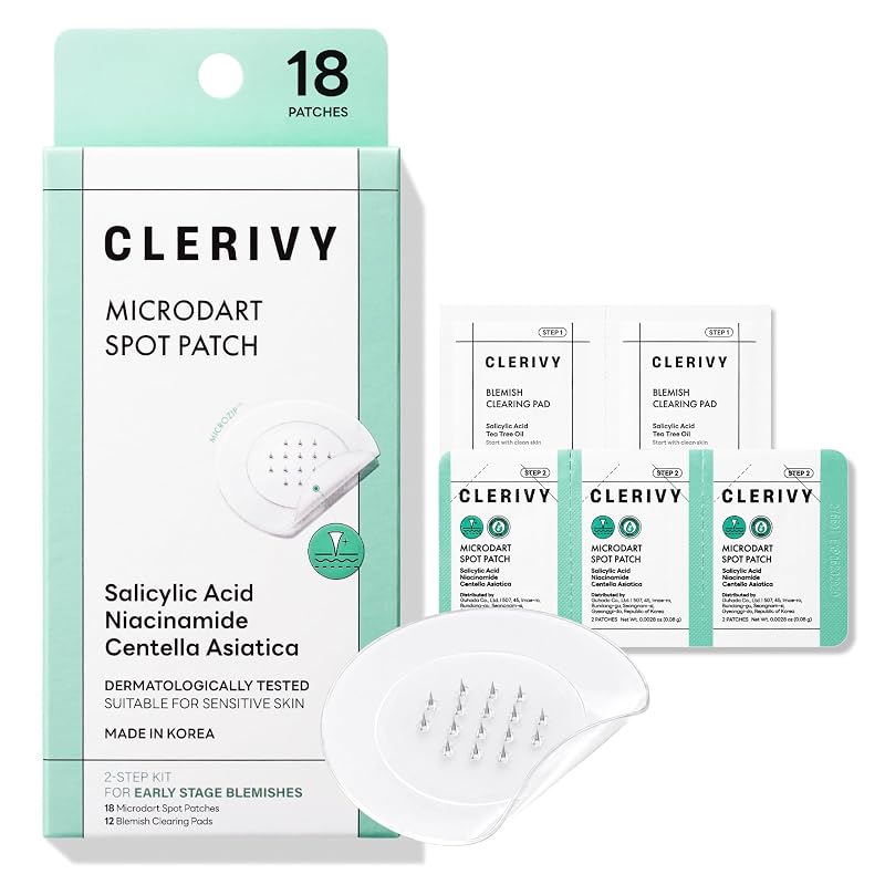 Tiras microdart CLERIVY com ácido salicílico, pantenol e niacinamida — 18 unidades