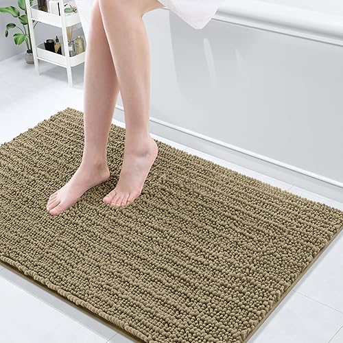 Arotive - Alfombra para el baño de felpilla, extrasuave, gruesa, absorbente, peluda, antideslizante, lavable en lavadora, apta secadora, afelpada,