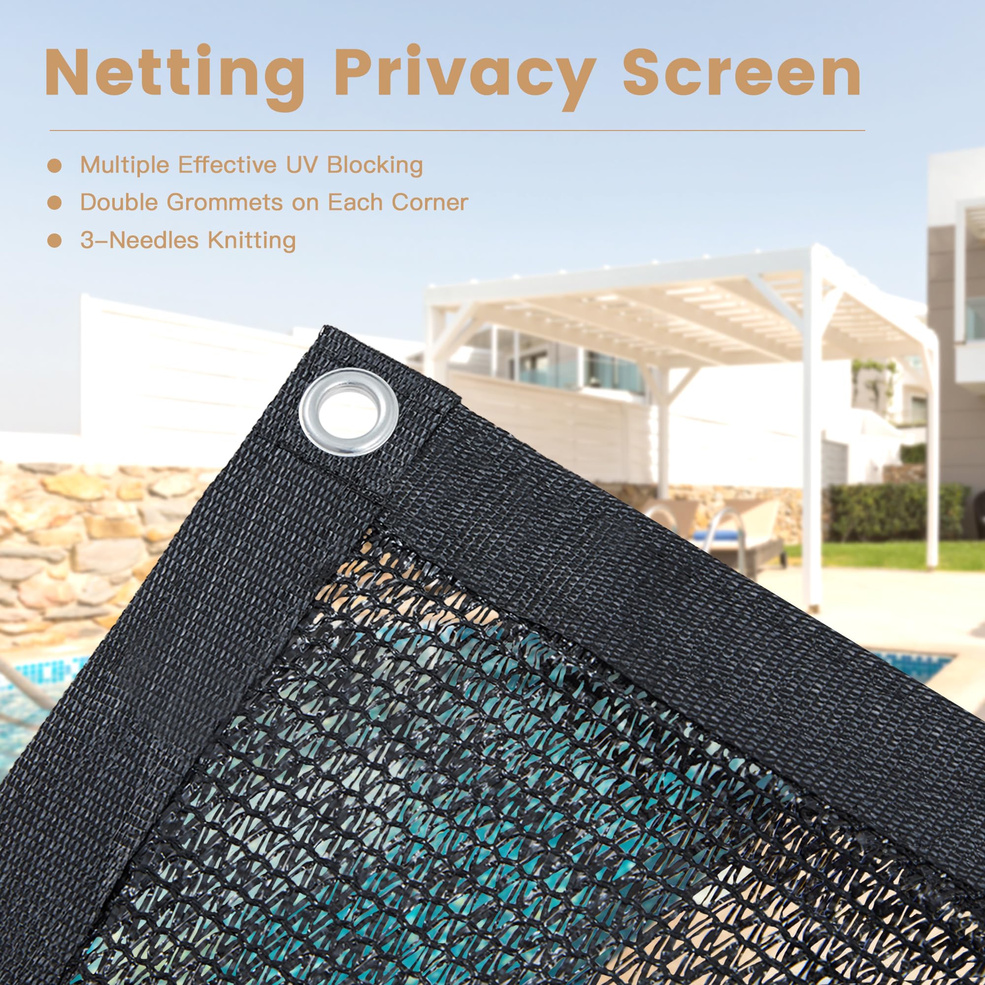 VICLLAX Malla de privacidad para invernaderos al aire libre con ojales para jardín, patio, pérgola, plantas, 8 x 10 pies, color negro