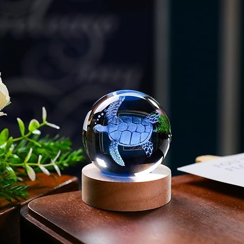Miniatura 5 de Regalos 3D de tortuga marina para mujer, bola de cristal de 2.36 pulgadas, figuras de tortugas marinas, decoración de animales de cristal, para