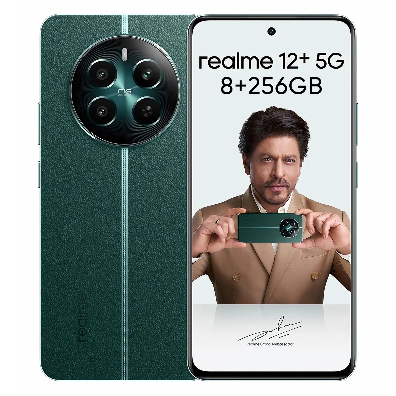 realme 12+ 5G Smartphone 8+256 GB con NFC, doppia scheda SIM, Chipset Dimensity 7050 5G, Display AMOLED fino a 120 Hz, Smart Touch antipioggia, SUPERVOOC fino a 67W, Verde (senza adattatore)