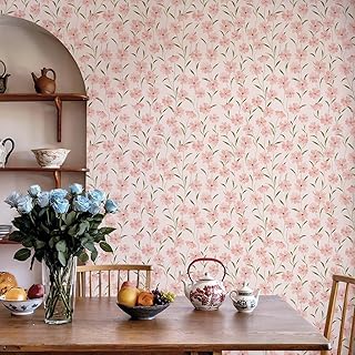 Pink Floral Peel and Stick Wallpaper 17.3