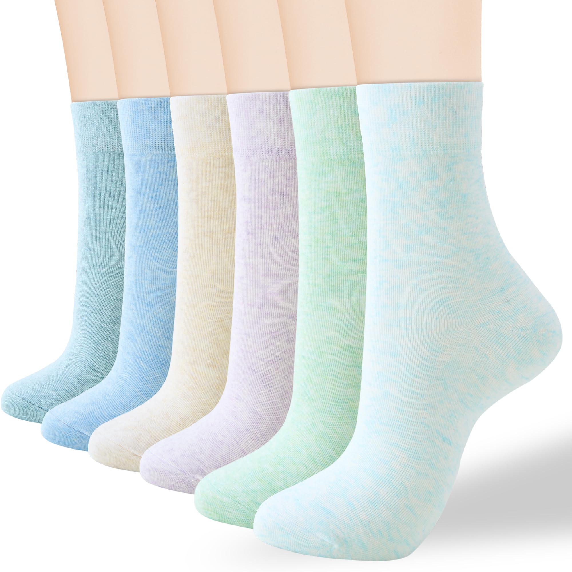 ATBITER Women Thin Cotton Crew Socks,Ankle Bootie Casual Dress Socks 6Pairs