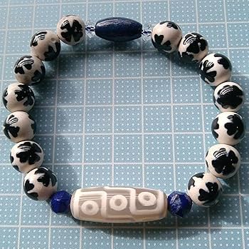 Amazon.co.jp: 九眼天珠×四葉天珠(クローバー天珠)×ラピスラズリ