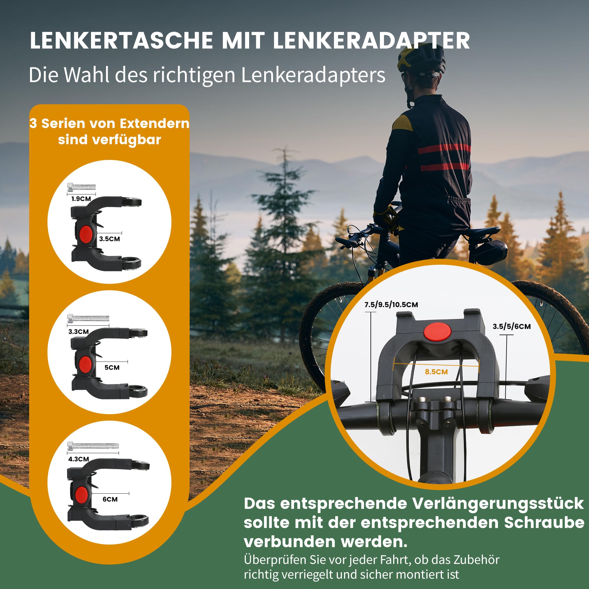 Fahrradtasche Lenker mit Lenkeradapter, 6.5L Lenkertasche Fahrrad und Elektrofahrräder Wasserdicht Große Kapazität Fahrradkorb Vorne Fahrrad e-Bike, Blau