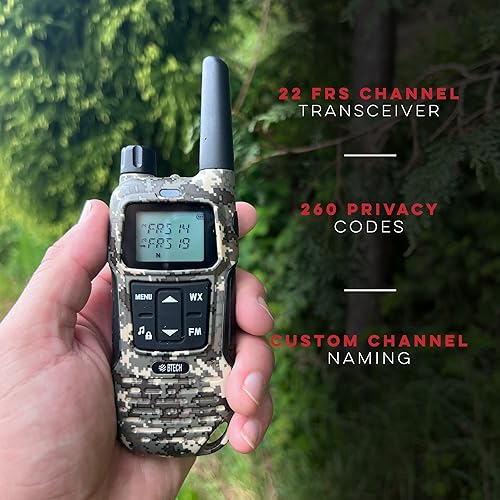 Miniatura 5 de BTECH Paquete de 2 walkie talkies FRS-A1, NOAA, radio bidireccional de alto rendimiento. Carga USB-C, linterna integrada, radio FM, NOAA y más