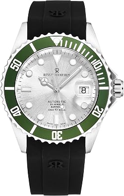 Revue Thommen Mens Diver Silver Dial Rubber Strap Swiss Automatic Watch 17571.2824