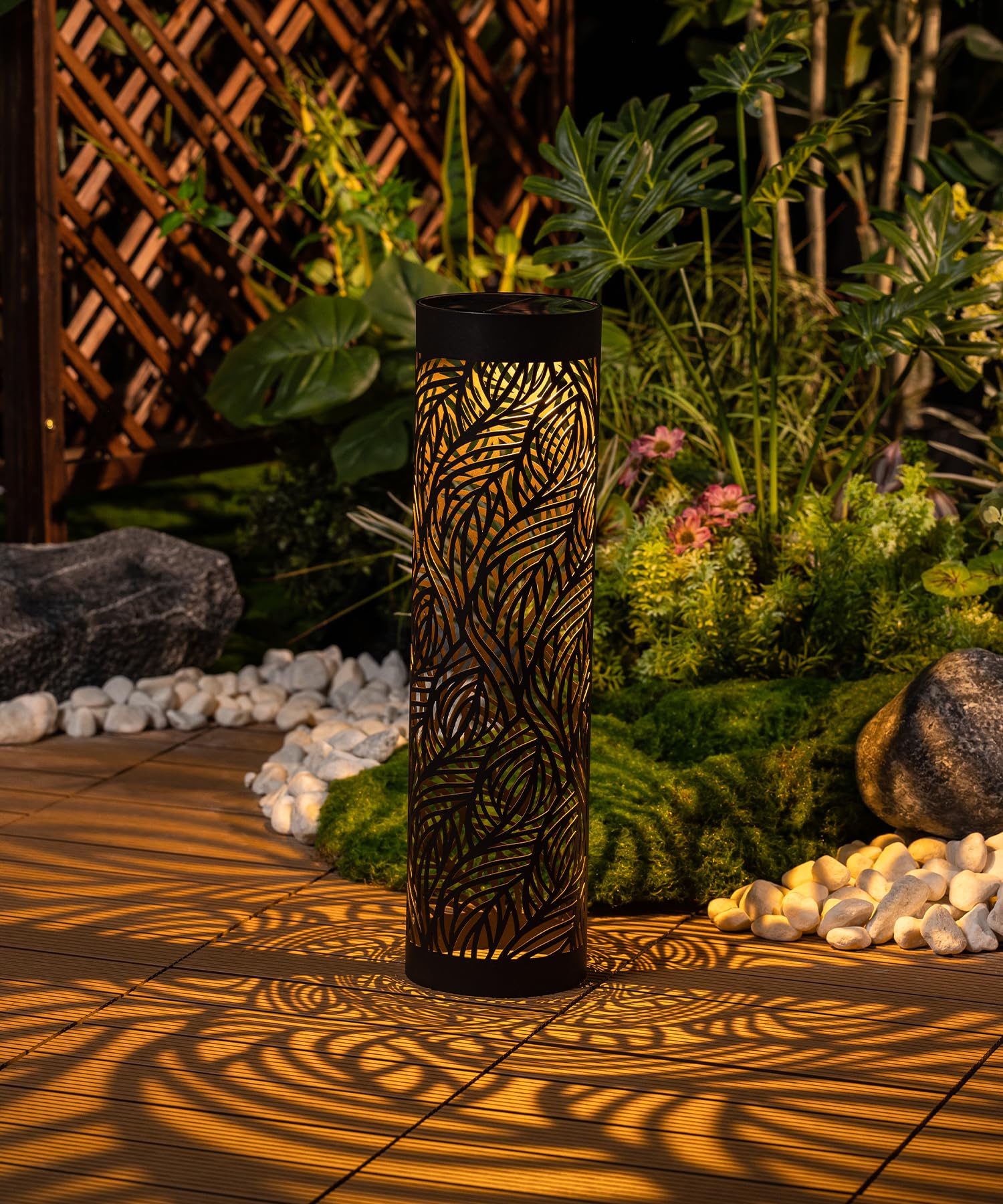 Borne Solaire LED Extérieur à motif projeté et 5 designs interchangeables pour terrasse - 5